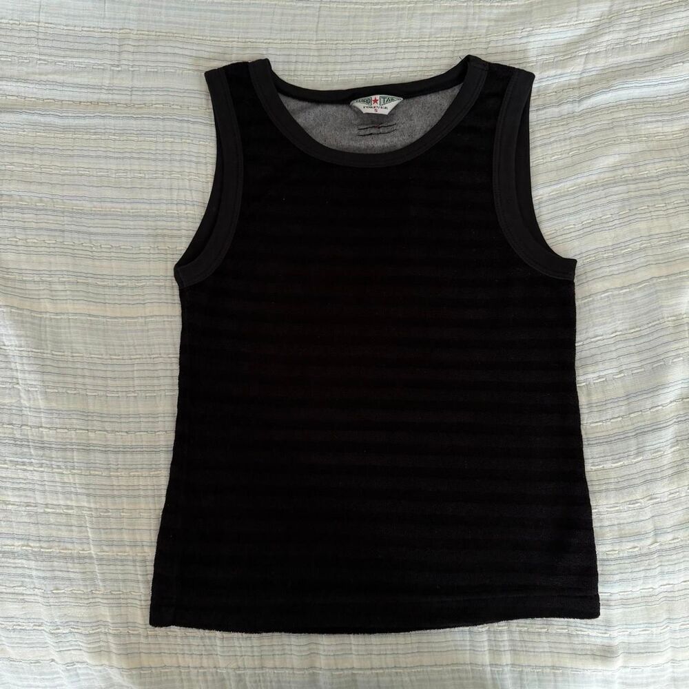 vintage y2k grunge cyber Hard Tail terry cloth black striped textured tank top